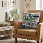 Greetings From Belfast Throw Pillow - Hillcroft Home