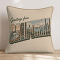 Greetings From California Throw Pillow - Hillcroft Home