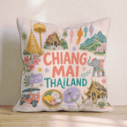 Greetings From Chiang Mai Throw Pillow - Hillcroft Home