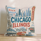Greetings From Chicago Throw Pillow - Hillcroft Home