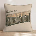 Greetings From Connecticut Throw Pillow - Hillcroft Home