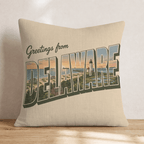 Greetings From Deleware Throw Pillow - Hillcroft Home