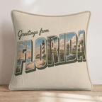 Greetings From Florida Throw Pillow - Hillcroft Home