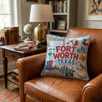 Greetings from Fort Worth Throw Pillow - Hillcroft Home