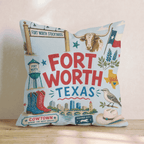 Greetings from Fort Worth Throw Pillow - Hillcroft Home