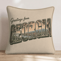 Greetings From Georgia Throw Pillow - Hillcroft Home
