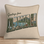 Greetings From Hawaii Throw Pillow - Hillcroft Home