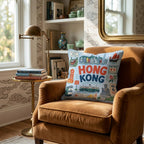 Greetings From Hong Kong Throw Pillow - Hillcroft Home