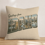 Greetings From Idaho Throw Pillow - Hillcroft Home