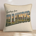 Greetings From Illinois Throw Pillow - Hillcroft Home