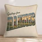 Greetings From Illinois Throw Pillow - Hillcroft Home