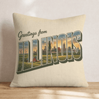 Greetings From Illinois Throw Pillow - Hillcroft Home