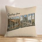 Greetings From Indiana Throw Pillow - Hillcroft Home