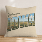 Greetings From Iowa Throw Pillow - Hillcroft Home