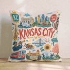 Greetings From Kansas City Throw Pillow - Hillcroft Home