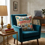 Greetings From Kansas City Throw Pillow - Hillcroft Home