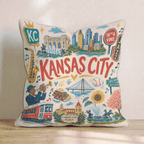 Greetings From Kansas City Throw Pillow - Hillcroft Home