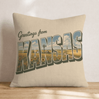Greetings From Kansas Throw Pillow - Hillcroft Home