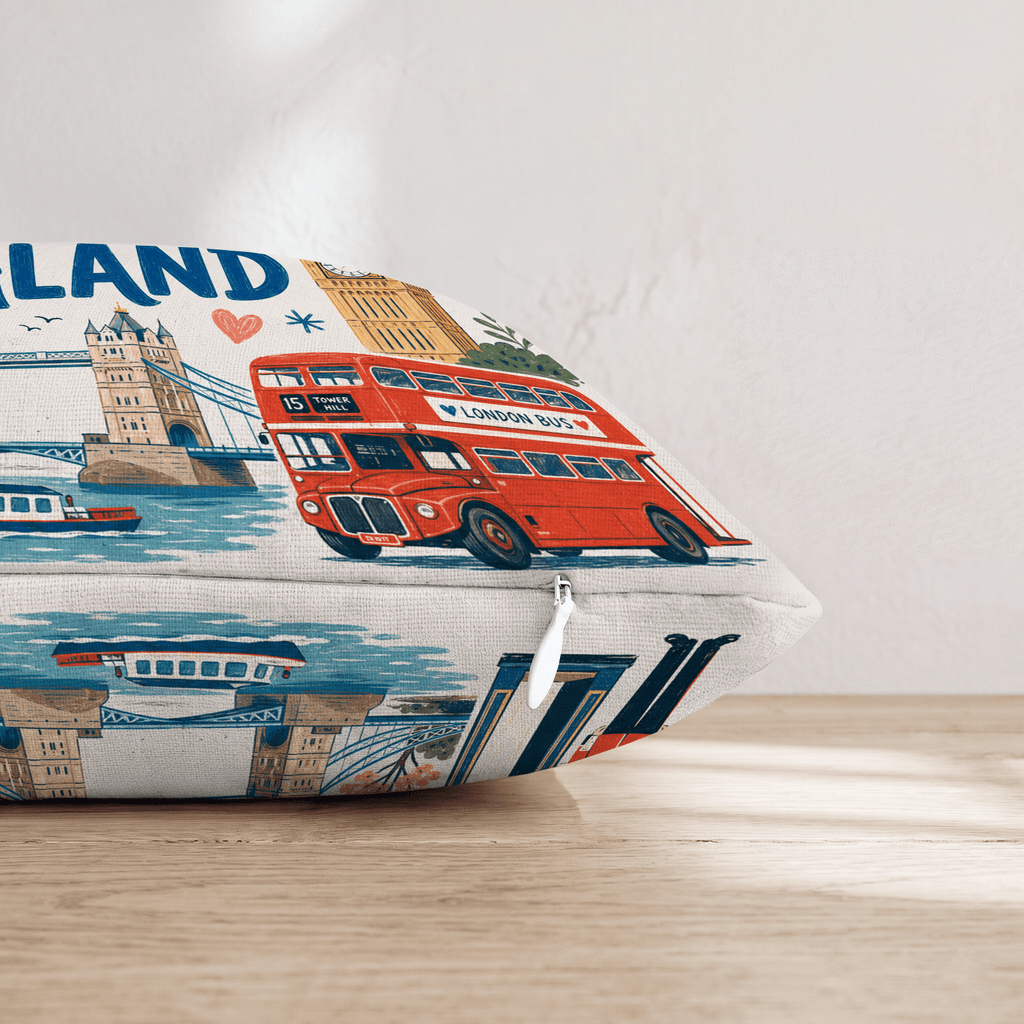 Greetings From London Throw Pillow - Hillcroft Home