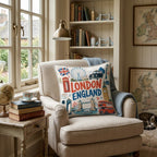 Greetings From London Throw Pillow - Hillcroft Home