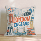 Greetings From London Throw Pillow - Hillcroft Home