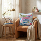 Greetings From Los Angeles Throw Pillow - Hillcroft Home