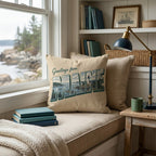 Greetings From Maine Throw Pillow - Hillcroft Home