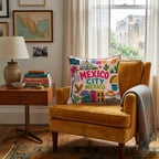 Greetings From Mexico City Throw Pillow - Hillcroft Home
