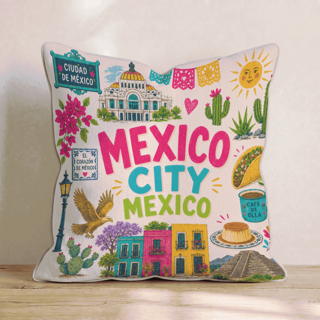 Greetings From Mexico City Throw Pillow - Hillcroft Home
