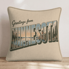 Greetings From Minnesota Throw Pillow - Hillcroft Home