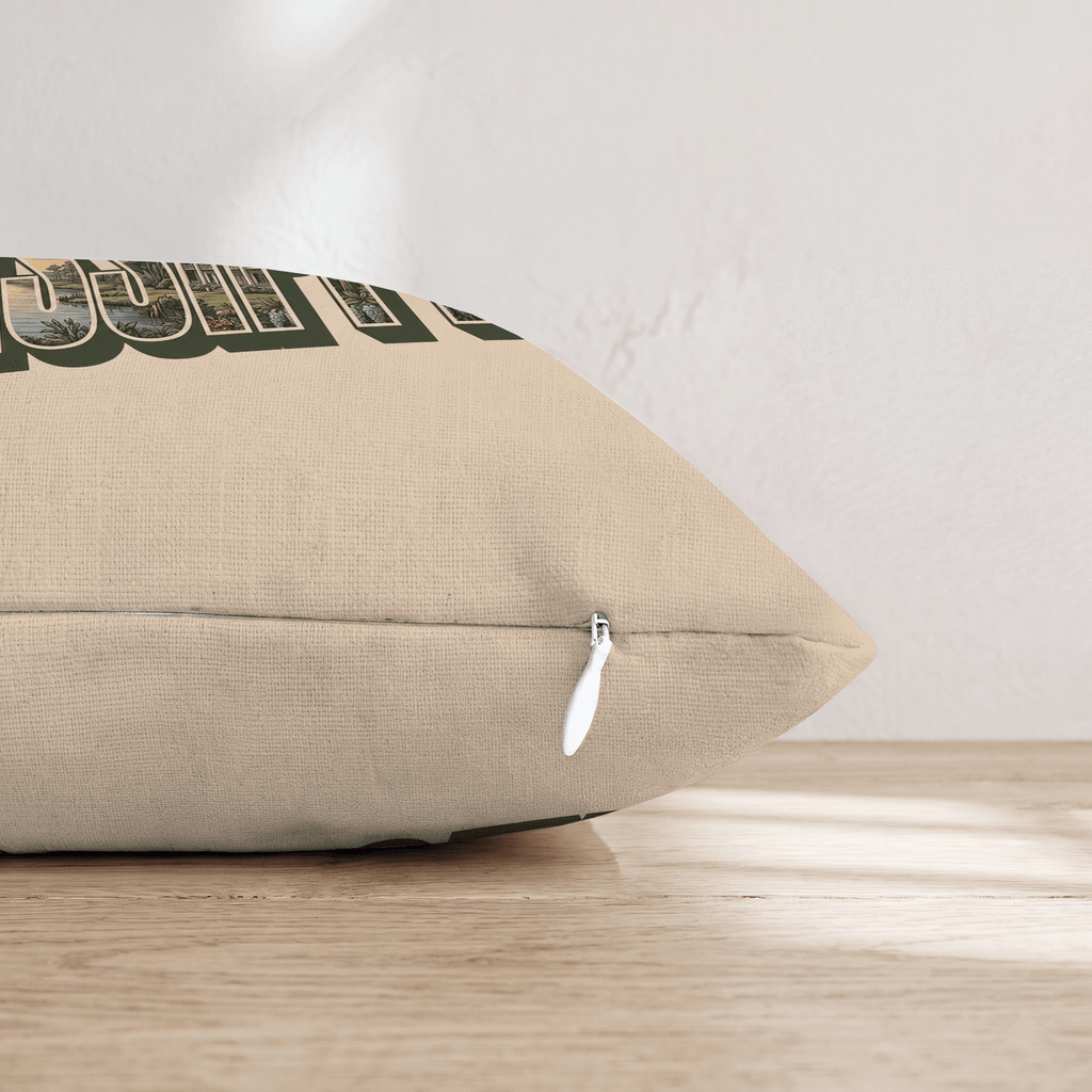 Greetings From Mississippi Throw Pillow - Hillcroft Home