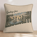 Greetings From Mississippi Throw Pillow - Hillcroft Home