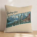 Greetings From Montana Throw Pillow - Hillcroft Home