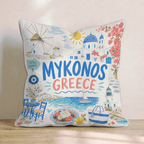 Greetings From Mykonos Throw Pillow - Hillcroft Home
