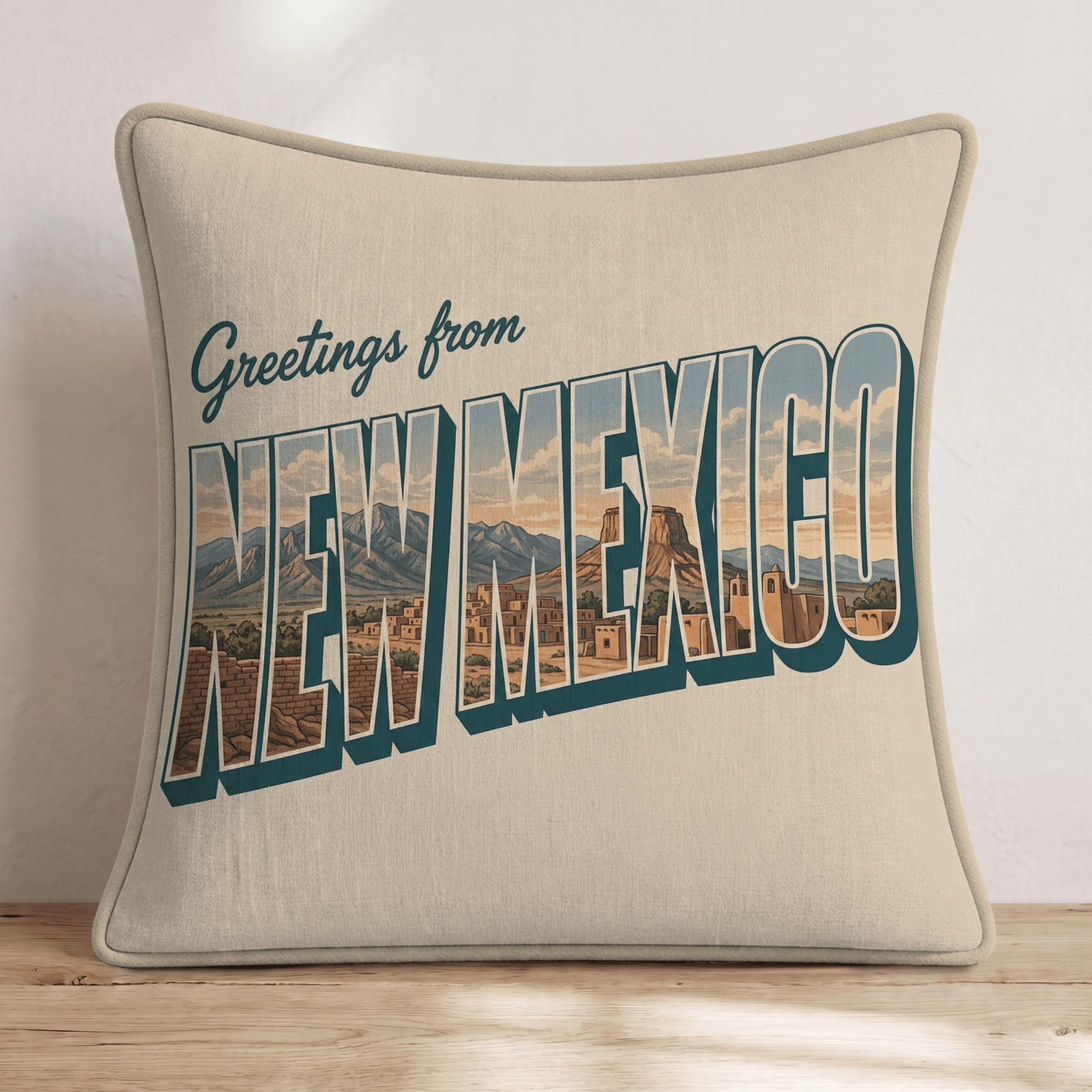 Greetings From New Mexico Throw Pillow - Hillcroft Home