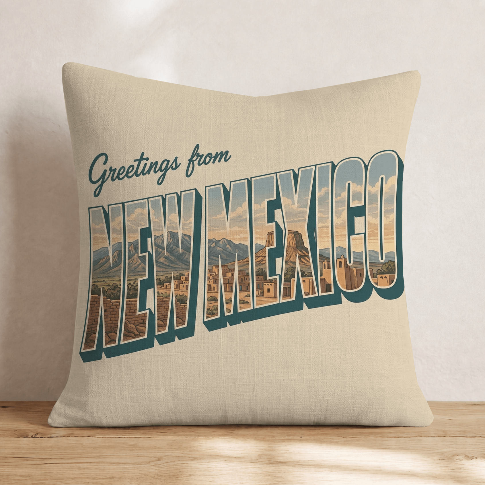 Greetings From New Mexico Throw Pillow - Hillcroft Home