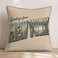 Greetings From New York Throw Pillow - Hillcroft Home