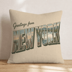 Greetings From New York Throw Pillow - Hillcroft Home