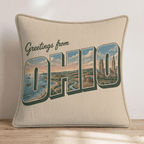 Greetings From Ohio Throw Pillow - Hillcroft Home