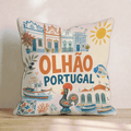 Greetings From Olhão Throw Pillow - Hillcroft Home