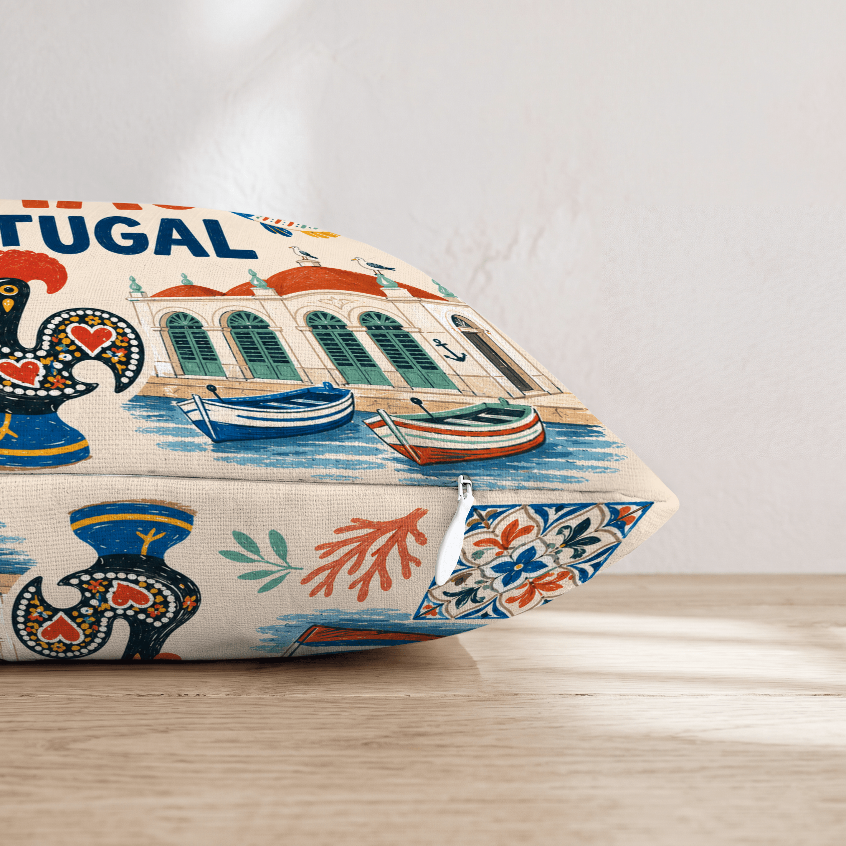 Greetings From Olhão Throw Pillow - Hillcroft Home