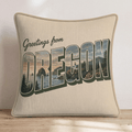 Greetings From Oregon Throw Pillow - Hillcroft Home