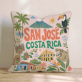 Greetings From San José Throw Pillow - Hillcroft Home