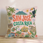 Greetings From San José Throw Pillow - Hillcroft Home