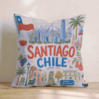 Greetings From Santiago Throw Pillow - Hillcroft Home
