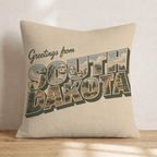 Greetings From South Dakota Throw Pillow - Hillcroft Home