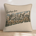 Greetings From South Dakota Throw Pillow - Hillcroft Home