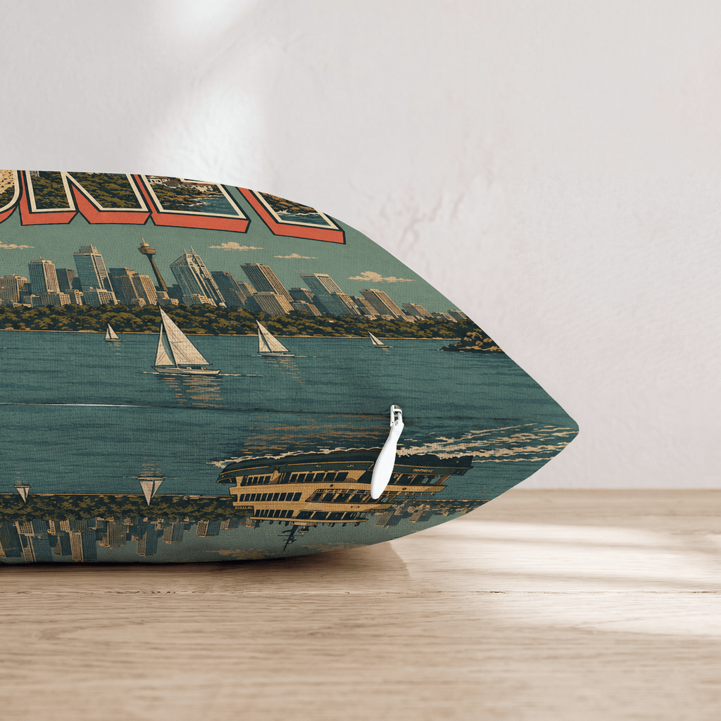 Greetings from Sydney Throw Pillow - Hillcroft Home