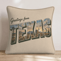 Greetings From Texas Throw Pillow - Hillcroft Home