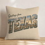 Greetings From Texas Throw Pillow - Hillcroft Home